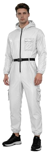 JanJean Mens Unisex Coveralls Long Sleeve Work Jumpsuit Hazmat Zip Suit Spray Paint Overalls