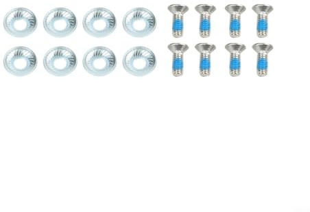 Tornillos de fijación de snowboard M6 x 16 con arandelas, juego de tornillos fijos de metal, para fijaciones de esquí, snowboard, piezas de repuesto, kit de accesorios de montaje de esquí (8 piezas)