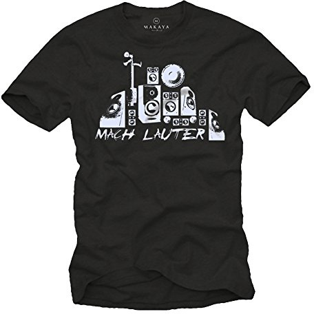 MAKAYA Old School Boxen T-Shirt für Herren Mach Lauter Schwarz Größe S-XXXL