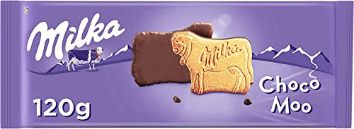 Milka Choco Moo, Galletas en Forma de Vaca Recubiertas con Chocolate con Leche de los Alpes, 120g