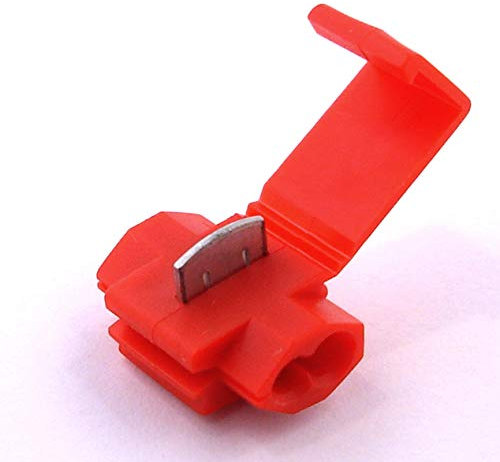 50x Cosse Electrique Connecteur Rapide Rouge - Raccords Auto-Dénudants (Dérivations) - Lot de 50 Cosses Electriques (Pour fils jusqu'à 0.4mm to 1mm²) - LIVRAISON GRATUITE!