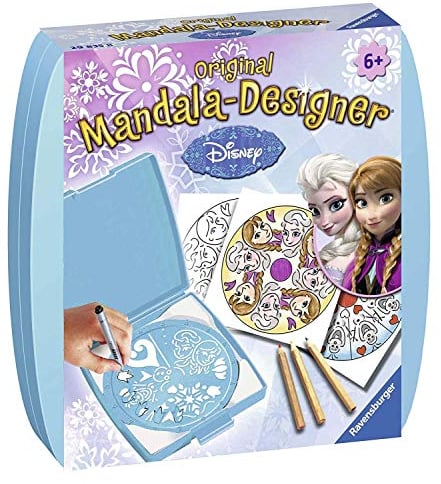 Ravensburger Mandala Designer Mini Frozen 29835, Zeichnen lernen mit Anna und Elsa für Kinder ab 6 Jahren, Kreatives Zeichen-Set mit Mandala-Schablone für farbenfrohe Mandalas