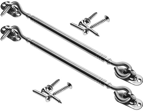 Micro Trader Stainless Steel Cabin Hook and Eye Shed Gate Door Latch, Silver