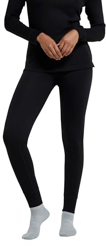 Mountain Warehouse Talus Women Thermal Baselayer Pants - Lightweight, Breathable & Quick Drying Ladies Leggings - for Travel, Hiking, Camping, Skiing, Snowboard Black Women's Size 6