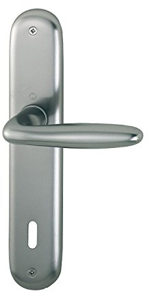 HOPPE 2x Drückergarnitur VERONA - auf Langschild Buntbart Entfernung 90mm, für Türstärke 37-47mm, Edelstahl Effekt, Doppelpack