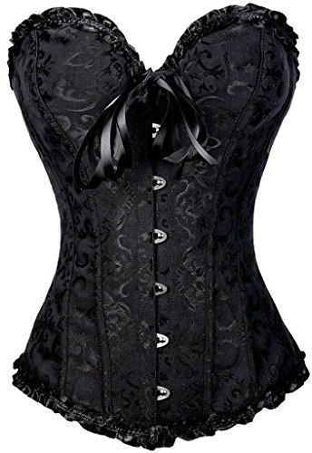 Everbellus Corsetto Cincher da donna in vita con osso in acciaio a spirale, Nero, L