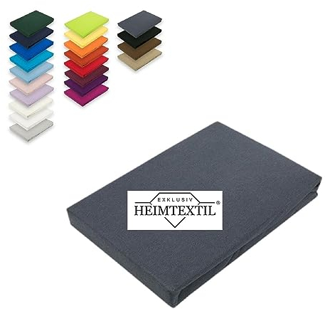 EXKLUSIV HEIMTEXTIL Marke Jersey Spannbettlaken 60 x 120 cm - 70 x 140 cm 100% Baumwolle Öko - Tex Zertifiziert, Markenqualität, Matratzenhöhe bis 10 cm, Anthrazit