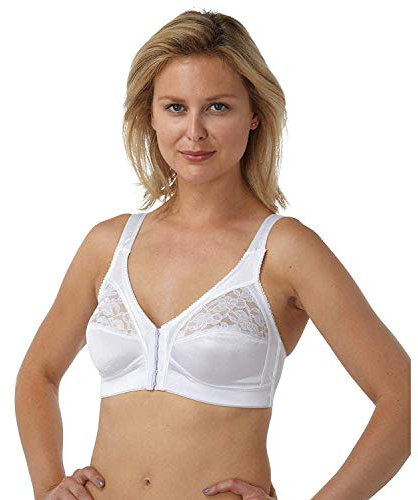 Marlon Women Front Fastening Soft Cup Non Wired Bra Cup B-E 2 Pack White 44E