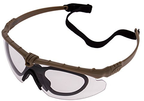Nuprol Battle Pro Eye Protective Airsoft Glasses; Tan; Lens Insert Type; Clear