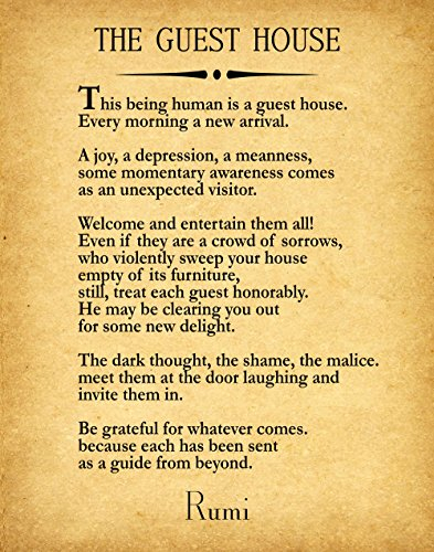 Rumi Quote The Guest House Poem by Rumi Inspiring Poem Guest House Decor Guest House Wall Art Poetry Sign Poetry Wall Art Poem Decor (28cm x 43cm, Vintage)