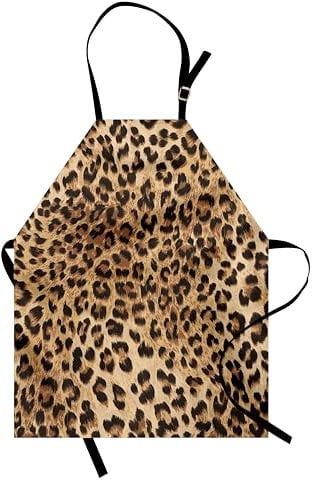 ABAKUHAUS Leopard-Druck Kochschürze, Wildtierhaut, Unisex-Küchenlätzchen mit verstellbarem Hals für Kochen Gartenarbeit, 67 cm x 80cm, Pale Braun Schwarz