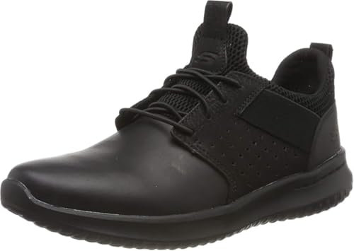 Skechers DELSON AXTON, Men's Delson Axton Trainers, Black (Black Leather Bbk), 9.5 UK (44 EU)