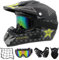 MRDEER Motocross Helm, Adult Off Road Helm mit Handschuhe Maske Brille, Unisex Motorradhelm Cross Helme Schutzhelm ATV Helm für Männer Damen Sicherheit Schutz, 4 Stile Verfügbar,C,L