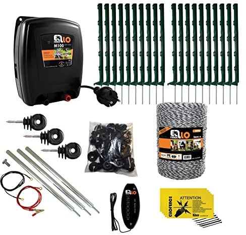 Ellofence Wildschweinabwehr Set (125m) - Effektiver Elektrozaun gegen Wildschweine - Starkes Zaungerät inkl. passender Erdung & hochwertigem Zaunmaterial - Premium Windschweinschutz