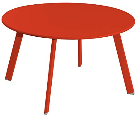 LOLAhome Mesa Auxiliar Marzia lacada Roja | Ø70x40 cm | De Acero con Revestimiento epoxi anticorrosión Interiores y Exteriores, jardín, terraza y balcón