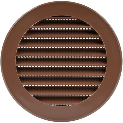 Vent Systems 10 cm/100 mm Braun Soffiten-Abdeckung – runde Lüftungsschlitze – Grillabdeckung – eingebauter Insektenschutz – HVAC-Lüftungsöffnungen für Badezimmer, Heimbüro, Küche