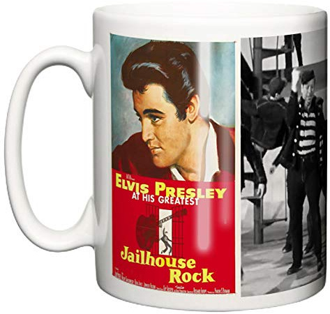 IIE, Classic Movie Musical Jailhouse Rock Poster & Scene, 1957 The King, Ceramic Coffee or Tea Mug.