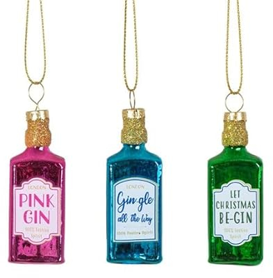 Sass & Belle Mini-Kugel-Set für Gin-Flaschen: Dekoration, Gin-Kugeln, Glas Kunststoff, Weihnachten, Weihnachtsdekoration