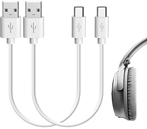 Geekria Micro-USB Kopfhörer, Earbuds Kurzes Ladekabel, kompatibel mit Bose QC 35 II, QC 35, QC 25, SoundLink Ladegerät, USB auf Micro-USB Ersatz-Netzkabel (1ft / 30cm 2 Pack)