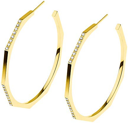 Ernstes Design Evia Ohrringe Creolen E553 Edelstahl mit Zirkonia gelb vergoldet