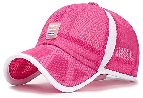 Kinder Basecap Schirmmütze Schnelltrocknend Mesh Kappe Baseball Cap Sonnenhut Junge Mädchen Basketball Sportkappe Einstellbar Baseballmütze Bestickte Sommerhut (Rosa(Full mesh))