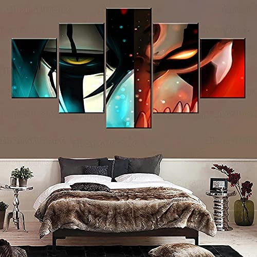 Wondbeau Poster & Kunstdrucke 150×80Cmichigo Kurosaki Und Ulquiorra Cifer 5 Stück Leinwand Kunstdrucke Wandbild Malerei Modular Wohnkultur Bürodekoration 5 Panel Yk