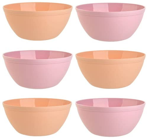 Engelland 6er Set Schalen Müslischalen Dessertschalen Salatschale Suppenschale Reisschale Bowl bunt aus Kunststoff BPA-frei groß 900 ml