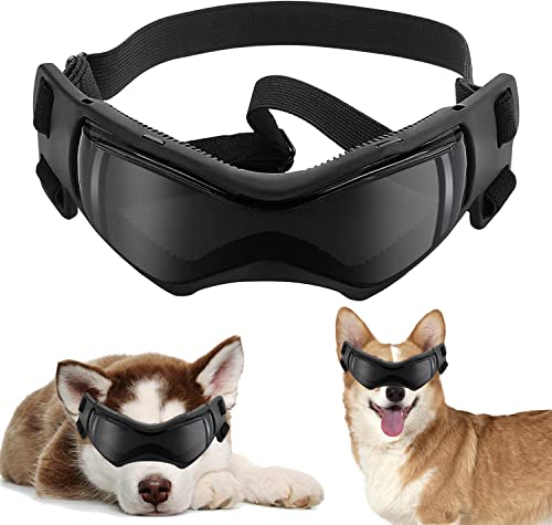 Hund Sonnenbrille, Hundeschutzbrille, Sunglasses for Dog, Hundebrille, Hundebrille UV Wasserdicht, Dog Brille Wasserdichter, Pet-Brillen, für mittelgroße und große Hunde Augenschutz Schwarz