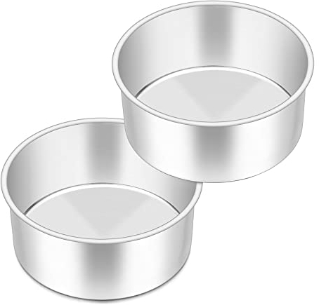 6 Inch Cake Tin, Onader Deep Cake Tins Set of 2, Stainless Steel Round Cake Baking Pans, Layer Cake Mould Ideal for Wedding Birthday Christmas Tall Cakes, Mirror Finished & Dishwasher Safe, Heavy Duty