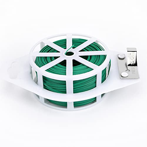 Attaches de Jardin pour Plantes, Bobines Fil de Attache, Liens de Jardinage pour Ligatures, Fil Jardinage Vert, Rouleau de Lien Plastique Armé, Lien Attache Plante pour Fixer les Branches, 20 Mètres