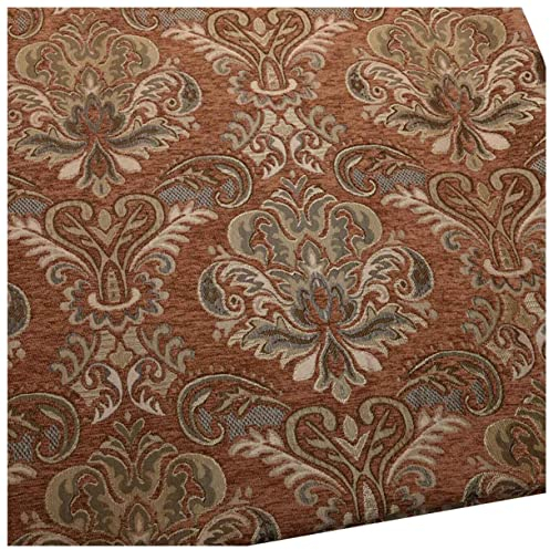 NAKAN Chenille Samtstoff Polsterstoff Meterware Vintage Blumenmuster 145x100cm Dekostoff für Sofa, Sitzbezug, Heimwerkerarbeiten, Vorhänge, Kissen(Color:braun)