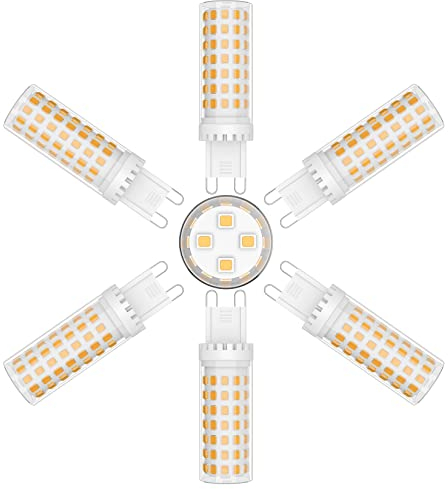 Klighten G9 LED Lampen, 9W Warmweiß 3000K, G9 LED Birne Leuchtmittel Glühbirnen, Nicht Dimmbar AC 220-240V, 360 Grad Winkel, 6er Pack