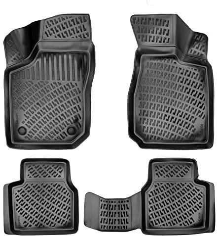 Rizline Passgenau 3D Fussmatten Auto Kompatibel mit Opel Corsa B 1993-2000 Auto Zubehör 1. und 2. Reihe Gummimatten Autos TPE Allwetter Geruchlos rutschfest Vorne & Hinten Schwarz