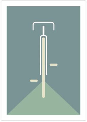 Generisch Fahrrad Bauhaus Poster | Vintage Mid-Century Stil blau A2 (59,4x42 cm)