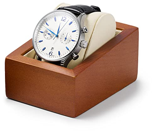 Oirlv Massivholz Uhrenständer Uhrenhalter mit Kissen Uhrenständer für Uhr Organizer und Display (Cremeweiß Einzeluhrenständer)
