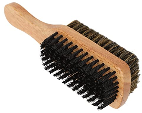 Bartbürste, Bartkamm, Doppelseitige Bartbürste, Borstenbürste mit Gummiholzgriff für Männer