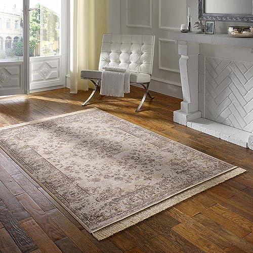 Taracarpet Teppich Palazzo Royal Kerman Taupe 160x230 cm Kurzflor Orientteppich für Wohnzimmer Esszimmer und Schlafzimmer