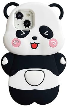 CrazyLemon für iPhone 14 / iPhone 13 Hülle, Silikon 3D Karikatur HandyHülle Stoßfest Schützende Hüllen Cool Damen Junge Mädchen Teenager HandyHülle für iPhone 13/14-3D Panda