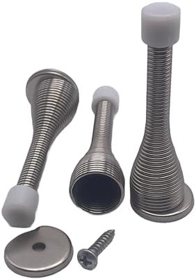 Aretro Skirting Board Wall Mounted Chrome Nickel Spring Door Stop Sprung Stopper Buffer 1 Pack of 3 (3, Chrome Nickel)