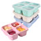 SAVOSWEET 4 Stücke Bento-Snack-Boxen mit 4 Fächern, Wiederverwendbare Mahlzeit für Mittagessen Lagerbehälter Mit wasserdichtem Deckel für Küche, Picknick, Schule, Reisen, Arbeiten (4 Fächern)