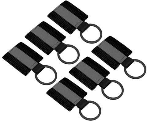 PATIKIL Reflektoren Anhänger Schlüsselanhänger Tag, 6 Stück Nylon Streifenetikett Charm Sicherheits Reflektor Anhänger Schlüsselanhänger für Radfahren Gehen Laufen, Schwarz