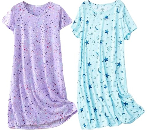 BERDITH Nighties for Women Nightdress Ladies Cotton Blend Nightie Soft Night Dress Womens T Shirt Nightdresses Summer Plus Size Nightwear Sleep & Lounge Mothers Day Mum Mummy