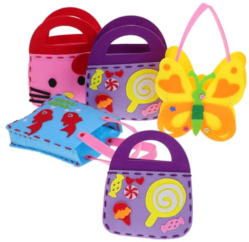ifundom Diy Kinder Handtasche Bastelset 5 Stück Umweltfreundlicher Nicht Gewebter Materialbeutel Für Kreatives Basteln Und Kindergeburtstag