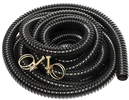 Corrugated Flexible Hose Pond Pipe 20mm, with Advanced Double-Wired Hose Clips for Pond Pumps, Filters, Drainage – Corrugated Water Butt Connector Pipe - Black 5M