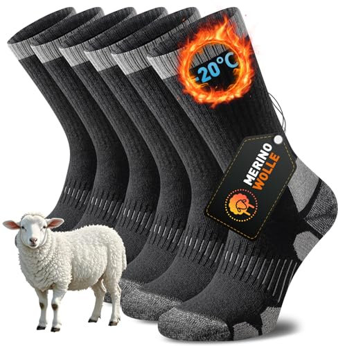 Niorasen Merino Wandersocken Herren Damen, Sommer Outdoor Socken Trekkingsocken, Merinowolle Socken, Sportsocken Laufsocken Tennissocken Arbeitssocken Atmungsaktiv Anti-Blasen & Gepolstert 3 Paar