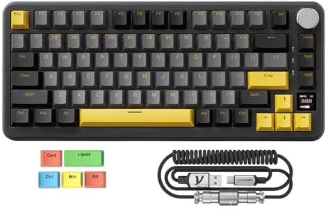 MAMBASNAKE x Attack Shark X85PRO Gasket Mechanische Tastatur, 75% kabellose Gaming-Tastatur mit TFT Screen und CNC Knob, 2,4 GHz/BT5.1/USB-C,5-lagige Polsterung,Hot-Swap Linearschalter,für PC,MAC,QMK