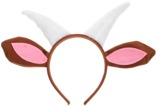 OATIPHO Ziegen Stirnband für Kinder, Plüsch Schafhorn Haarreif für Cosplay | Cartoon Tier Haarreif als Kostüm Accessoire für Make-up, Geburtstagsfeiern, Karneval und Halloween, 28 x 23 cm