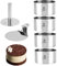 4 Pieces Cake Ring Mould, Seamless Stainless Steel Cake Cutter for Baking, 4 Inch Cooking Ring with Food Press & Spatula, Dessert Moulds Baking Tool, Includes 1 Food Press, 1 Spatula and 4 Rings