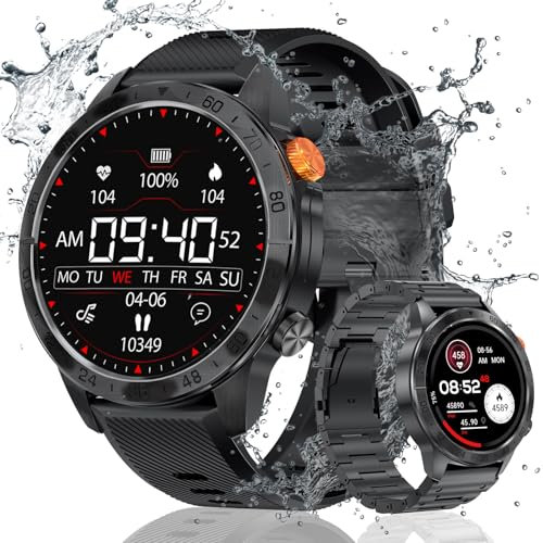 Loekneue Smartwatch Uomo con Chiamate Bluetooth, Display AMOLED 1,43”, 100+ Orologi Sportivi di Moda, IP68 Impermeabile/Pedometro / SpO2 / Monitor del Sonno/Cardiofrequenzimetro per iOS Android