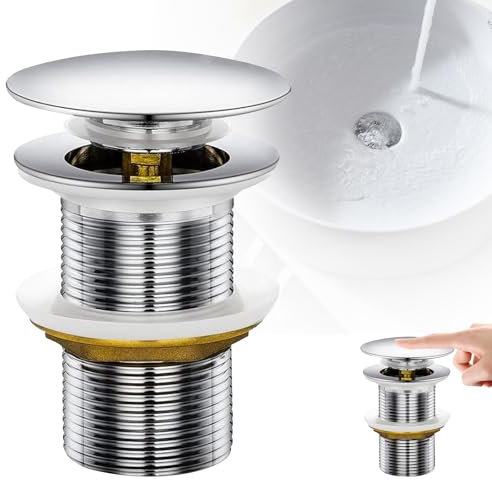 Dtoterul Tapon Pop Up Lavabo, Válvula Desagüe Fregadero sin Rebosadero, Desague Lavabo Click Clack, Tapones de Desagüe Lavabos, Universal Pop Up para Lavabo Baño, Apto para cocinas y baños